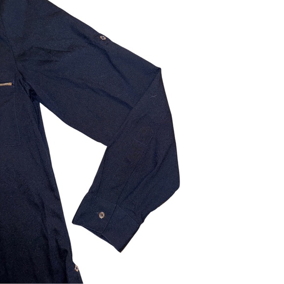 CALVIN KLEIN Modern Essentials Navy Blue Button Down Blouse Women’s Size Medium - Picture 2 of 5